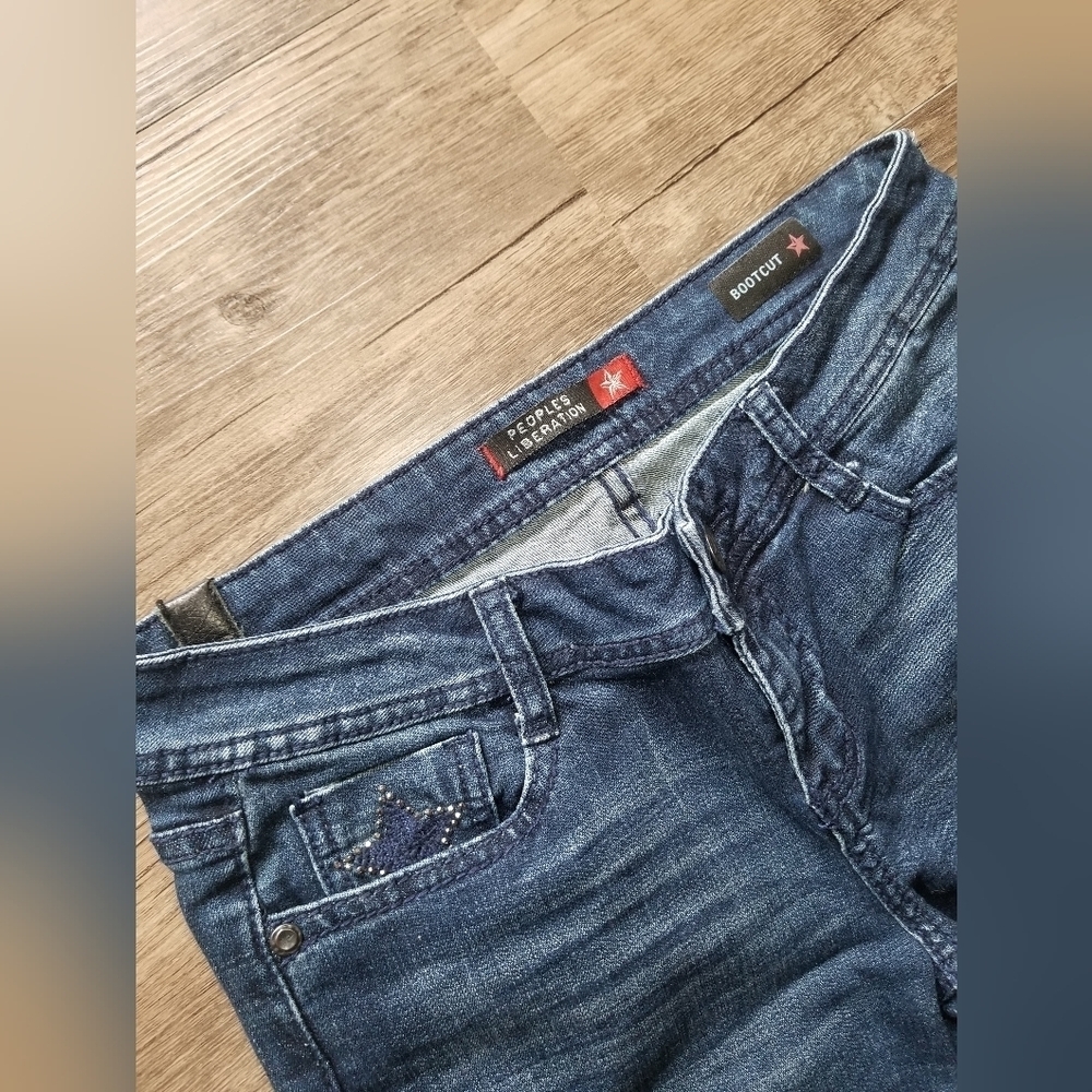People's Liberation Star Rhinestone Bootcut Denim Jeans - Picture 5 of 6